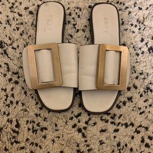 Boyy White Chunky Logo Slippers